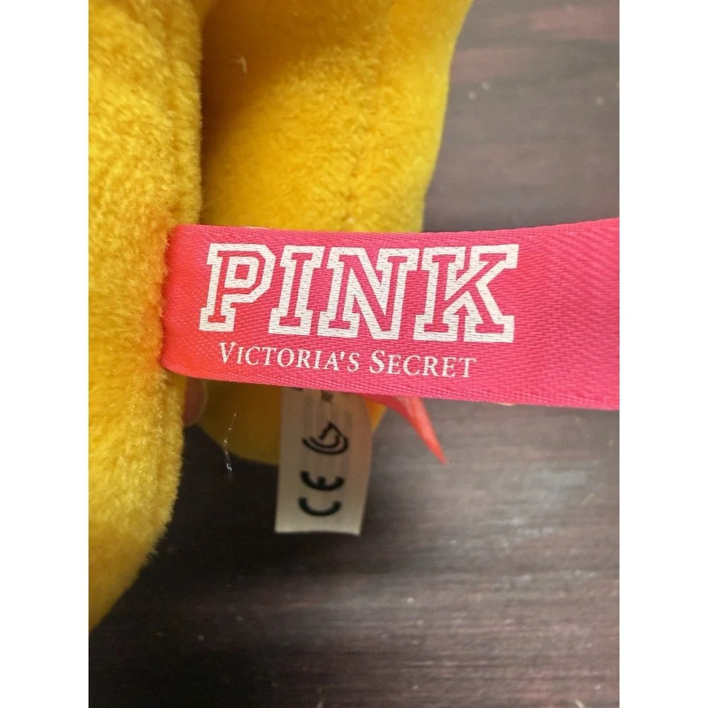 Victorias Secret PINK Nation Yellow Dog Plush Stuffed Animal Soft Cute Toy 13